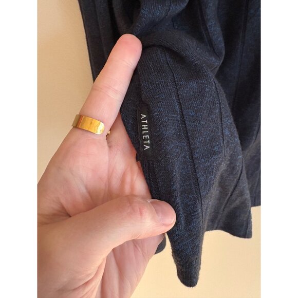 Athleta Harmony Pose Hooded Ribbed Sweater Midnight Navy Women’s Small - Picture 7 of 12